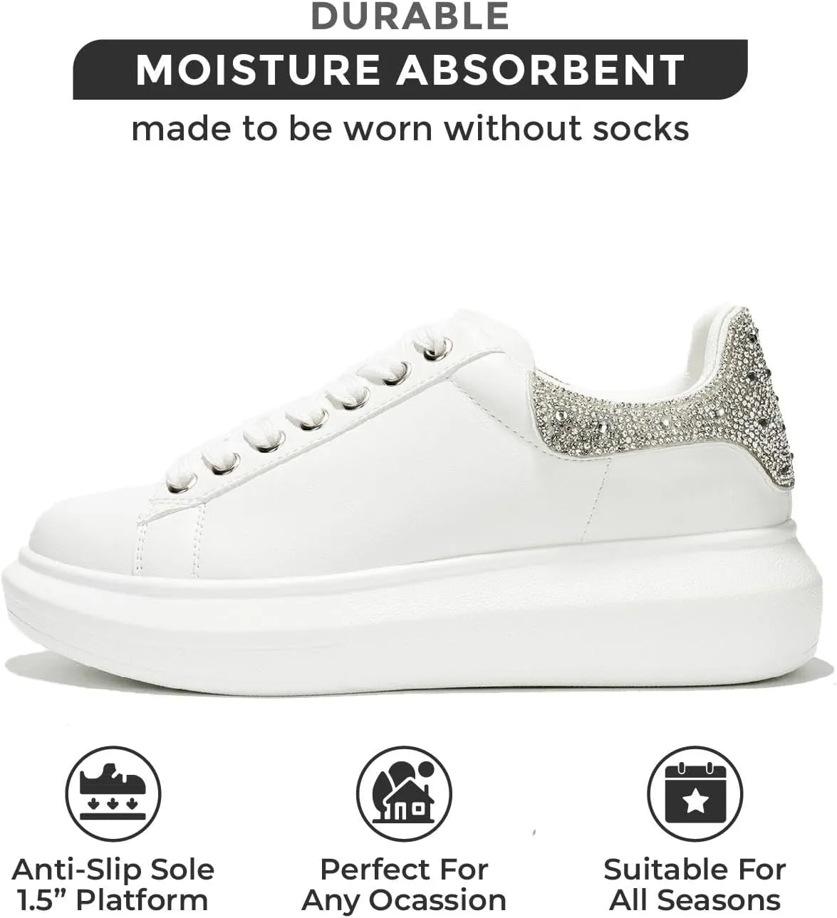 Project Cloud Women's Fashion Sneakers Leather Tennis Shoes Womens & White Sneakers for Women w/Memory Foam Insole - Lace Up Shoes for Women Non-Slip Womens Sneakers Street Wear (Queen)