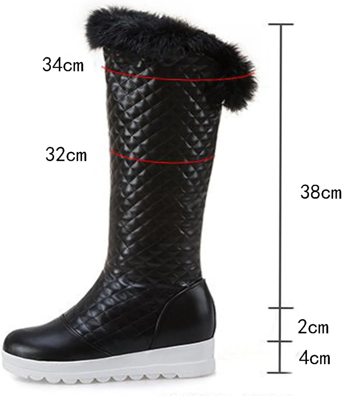 Raw Edge Thick Soled Snow Boots, Round Toe Side Zip Knee Boots Short Plush Lined Warm Straight Boots Pu Leather Casual Fashion Performance Boots