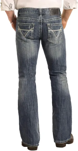 Rock & Roll Denim Men's and Pistol Med Slim Bootcut Jeans Blue 32W x 38L