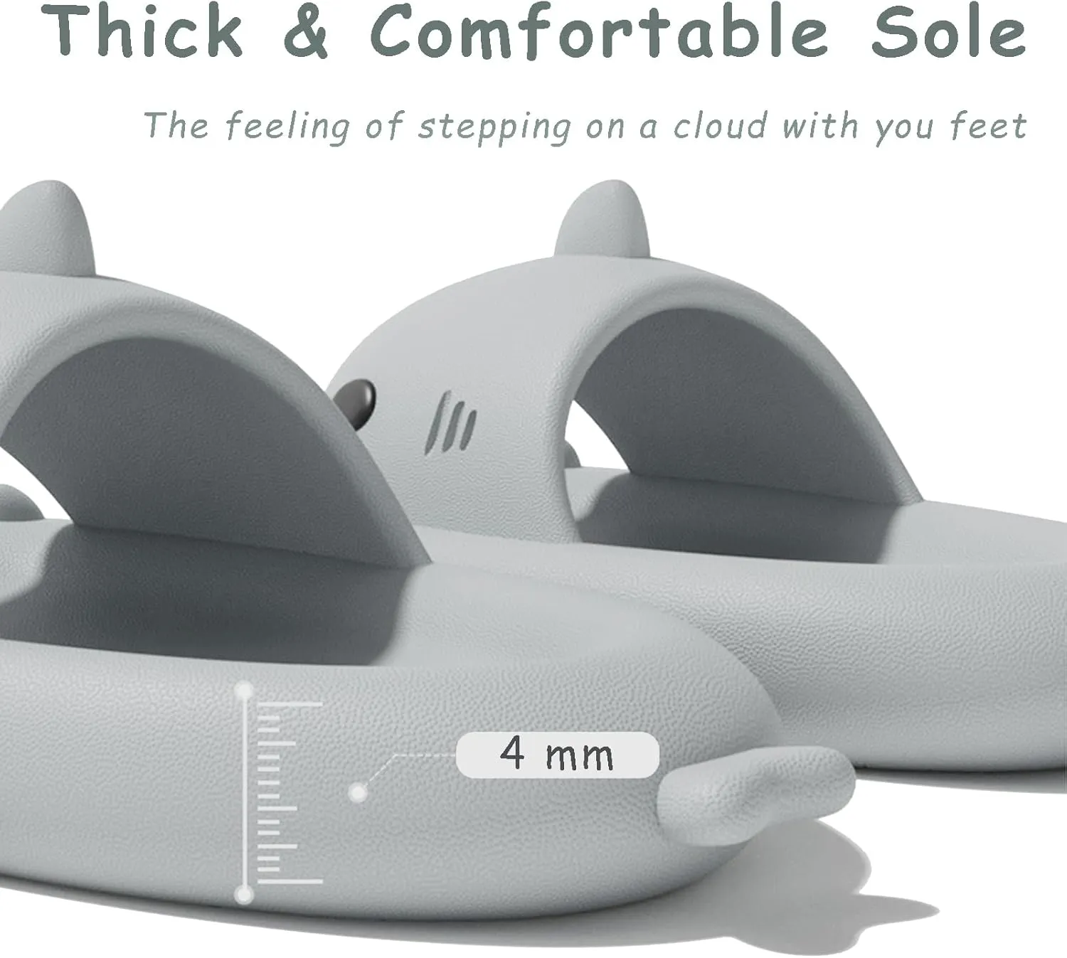 rosyclo Shark Slides for Women and Men, Cute Shark Slippers Adult Youth Cloudy Summer Soft Lightweight Anti-Slip Thick Sole Beach House Cloud Cushioned Shower Slide Sandals Indoor Outdoor