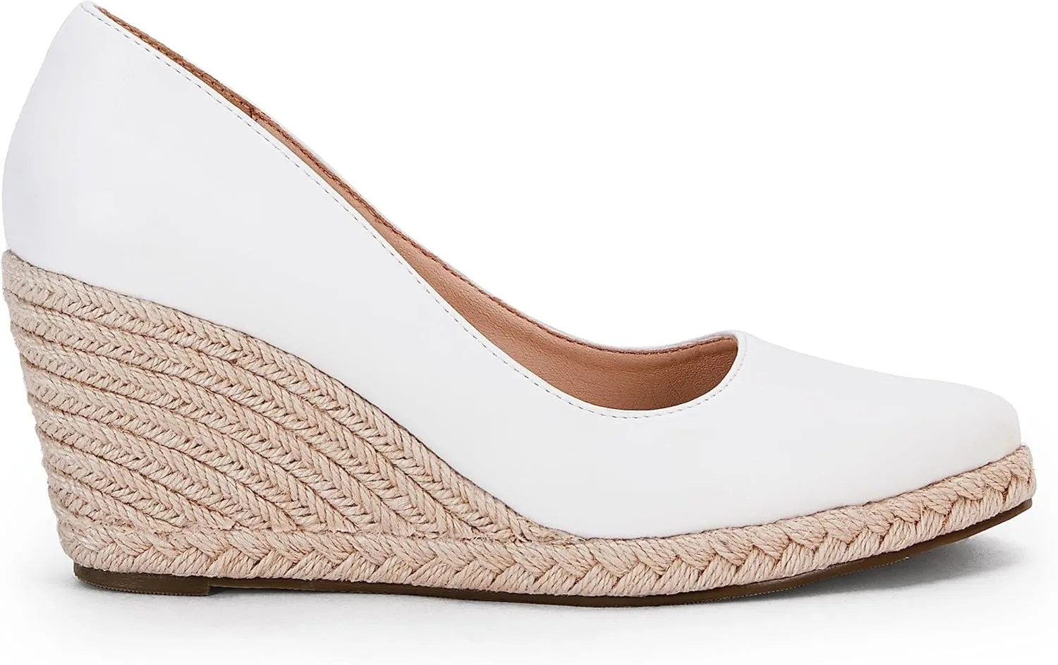 Ruanyu Women's Platform Espadrilles Wedge Sandals Slip On Solid Color Closed Pointed Toe Comfortable Wedge Pumps Shoes