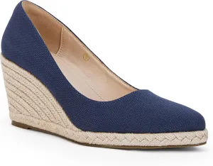 Ruanyu Women's Platform Espadrilles Wedge Sandals Slip On Solid Color Closed Pointed Toe Comfortable Wedge Pumps Shoes