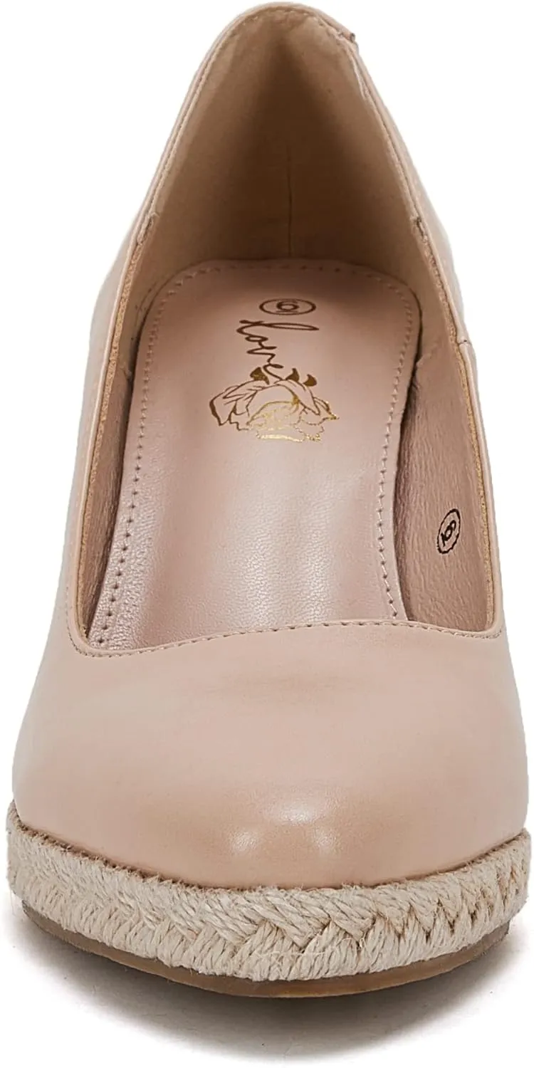 Ruanyu Women's Platform Espadrilles Wedge Sandals Slip On Solid Color Closed Pointed Toe Comfortable Wedge Pumps Shoes