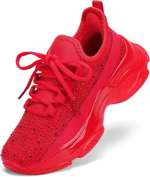 Running Shoes for Women Fashion Rhinestone Sneakers Womens Walking Shoes Comfortable Chunky Ladies Tennis Shoe