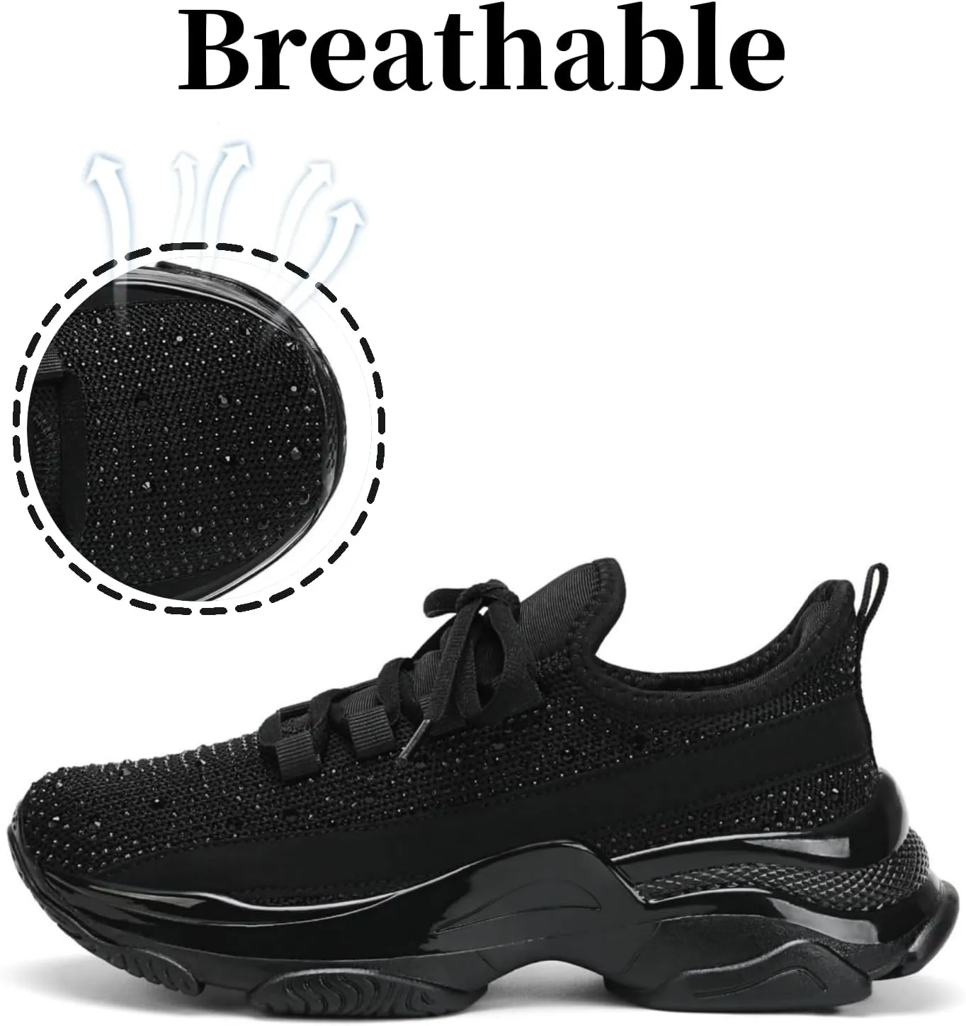 Running Shoes for Women Fashion Rhinestone Sneakers Womens Walking Shoes Comfortable Chunky Ladies Tennis Shoe