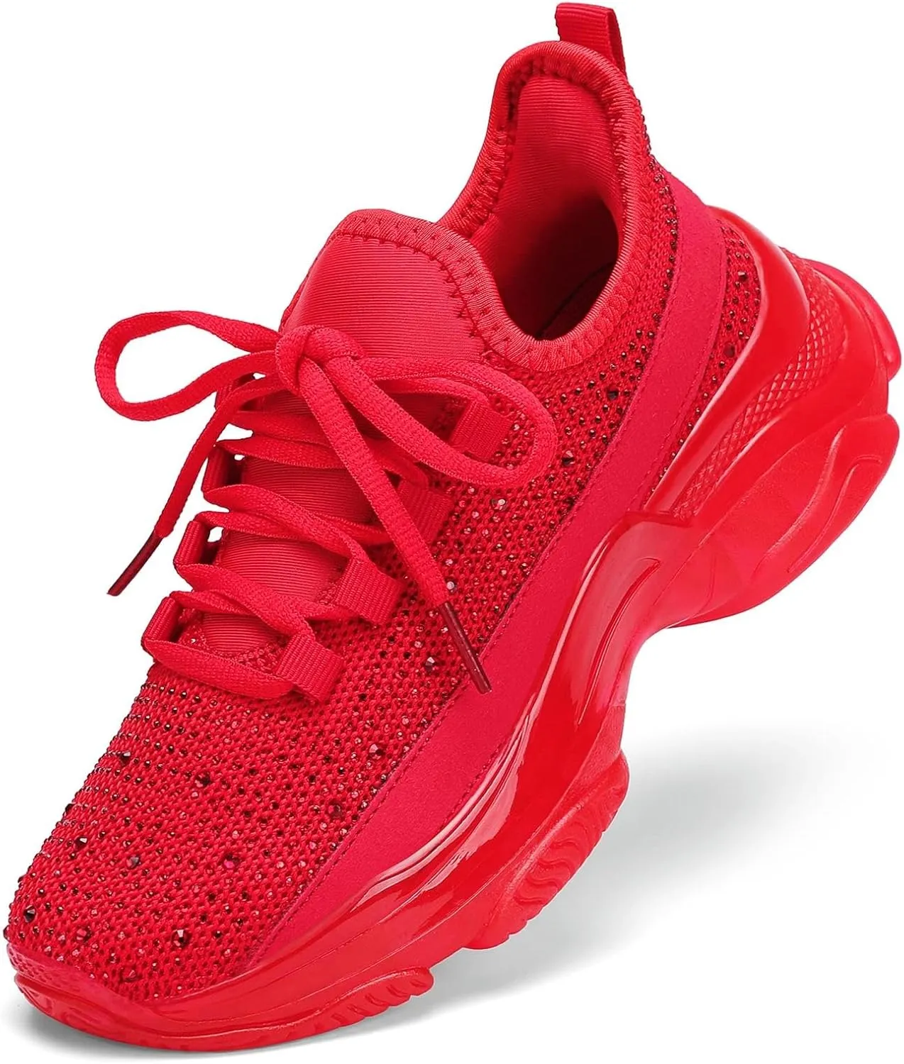 Running Shoes for Women Fashion Rhinestone Sneakers Womens Walking Shoes Comfortable Chunky Ladies Tennis Shoe