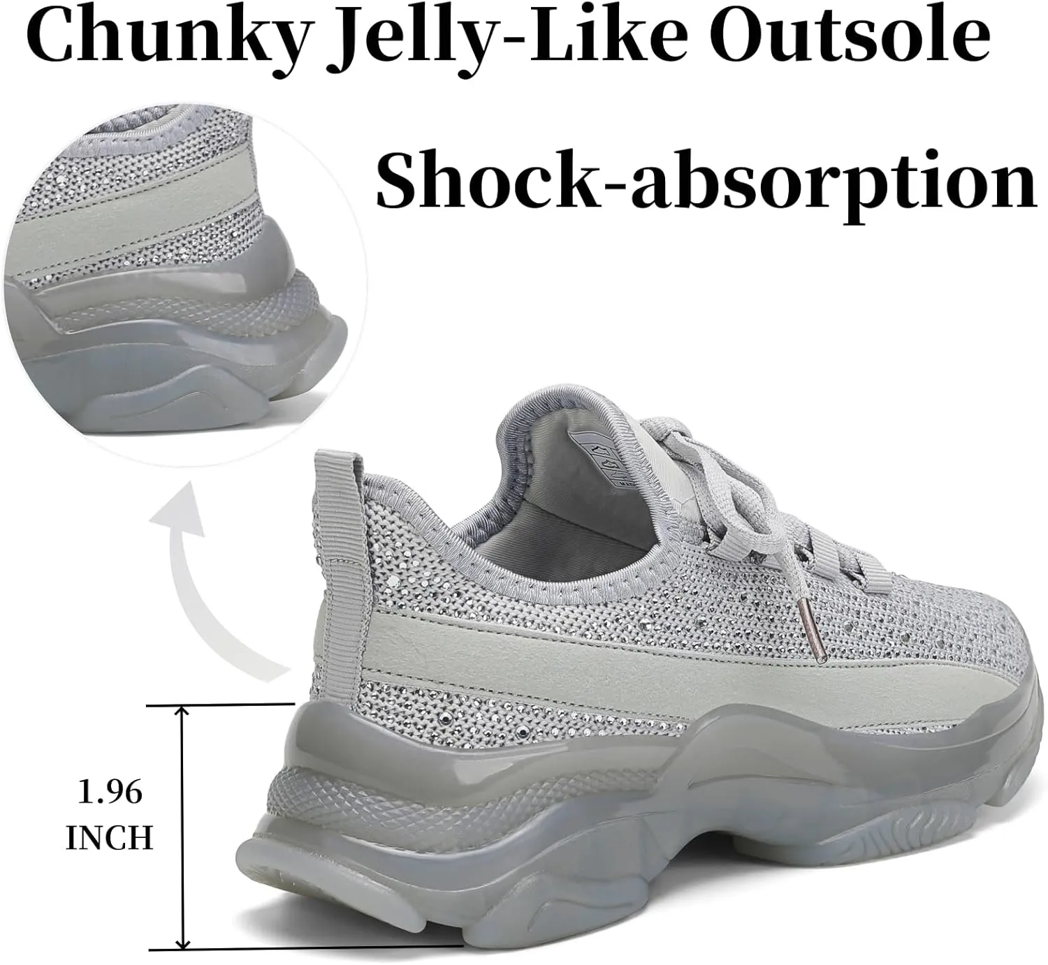 Running Shoes for Women Fashion Rhinestone Sneakers Womens Walking Shoes Comfortable Chunky Ladies Tennis Shoe