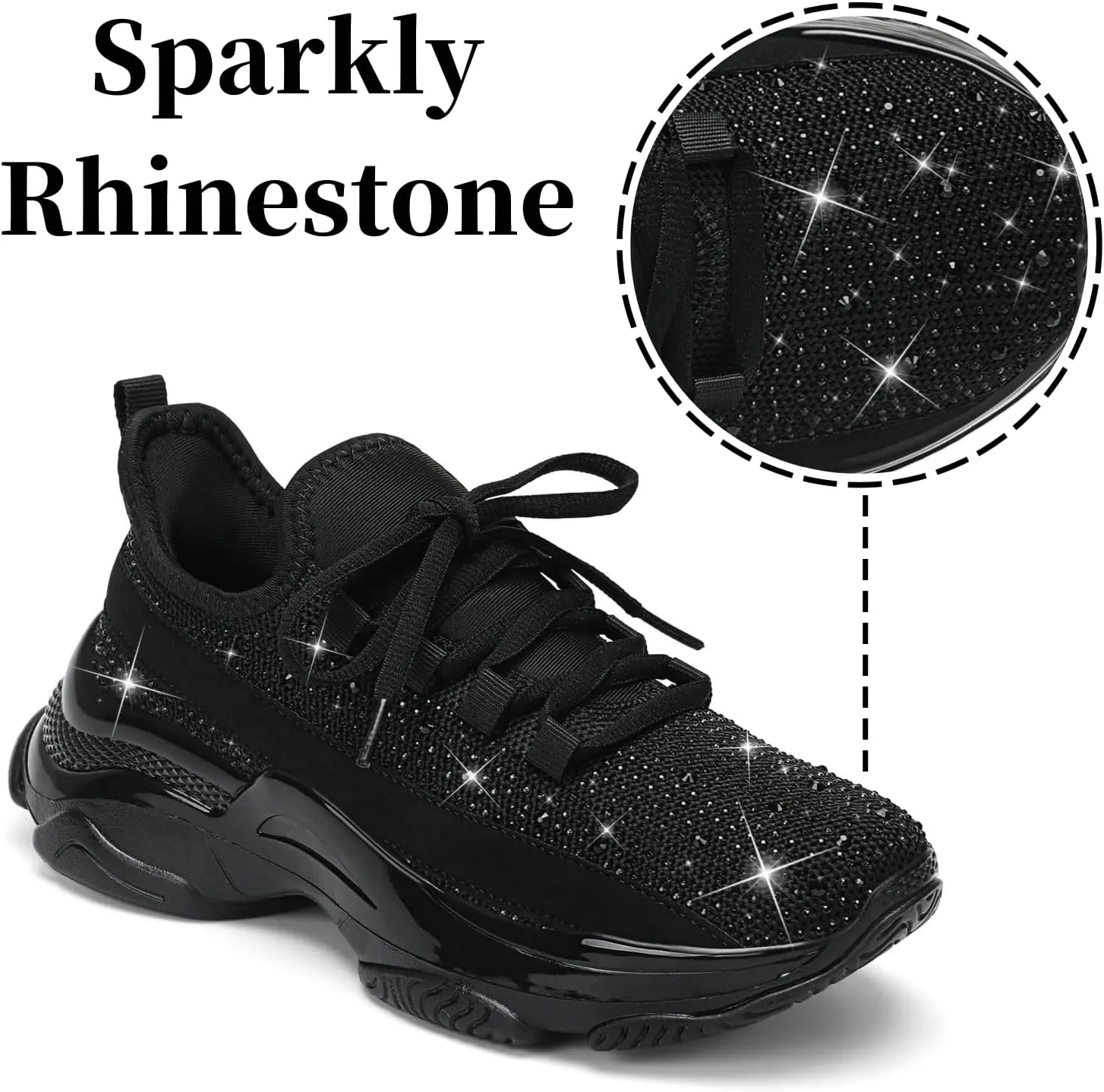 Running Shoes for Women Fashion Rhinestone Sneakers Womens Walking Shoes Comfortable Chunky Ladies Tennis Shoe