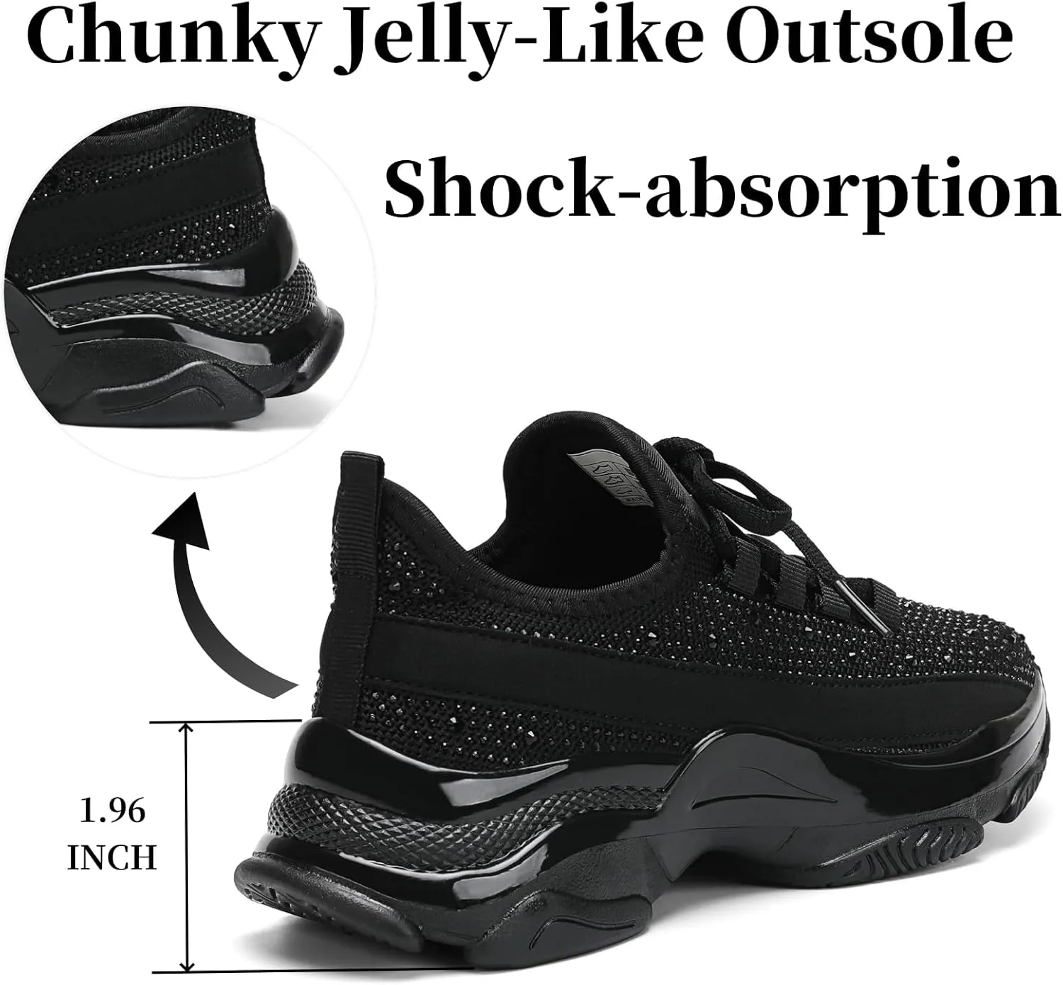 Running Shoes for Women Fashion Rhinestone Sneakers Womens Walking Shoes Comfortable Chunky Ladies Tennis Shoe