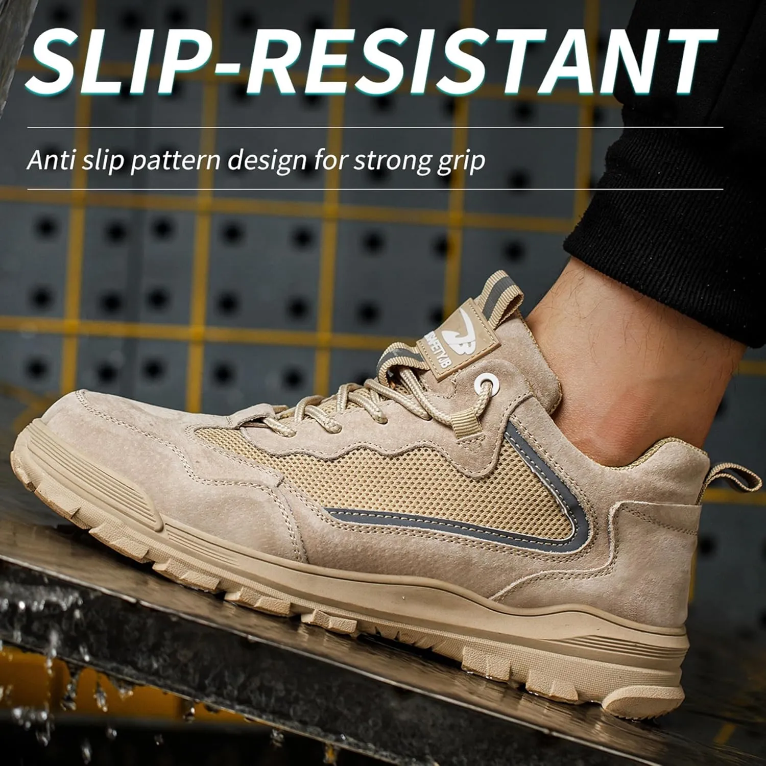 Safety Work Shoes for Men Indestructible Work Sneakers Breathable and Lightweight Safety Shoes Puncture Proof Work Shoes for Industrial Construction Slip Resistant