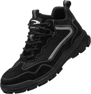 Safety Work Shoes for Men Indestructible Work Sneakers Breathable and Lightweight Safety Shoes Puncture Proof Work Shoes for Industrial Construction Slip Resistant