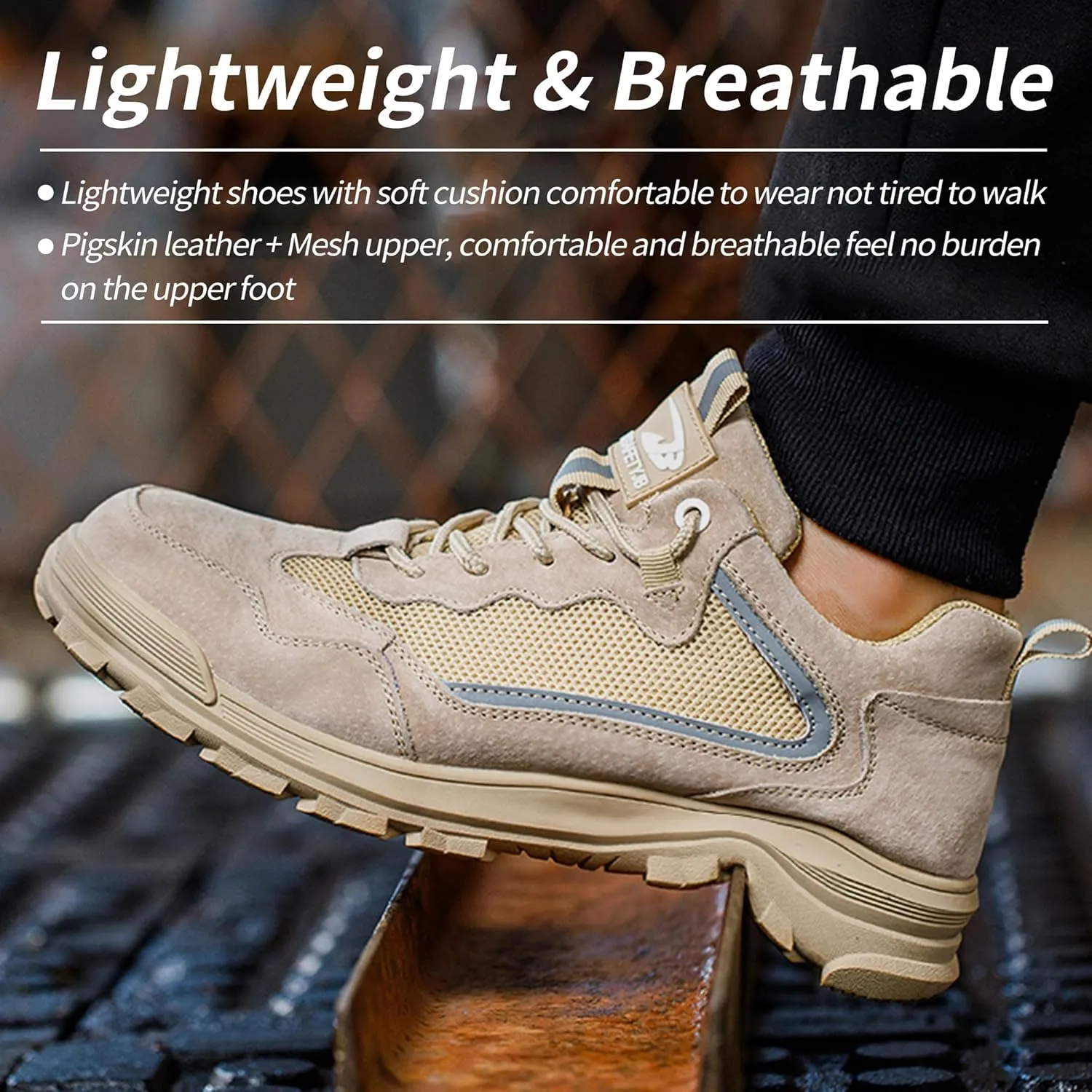 Safety Work Shoes for Men Indestructible Work Sneakers Breathable and Lightweight Safety Shoes Puncture Proof Work Shoes for Industrial Construction Slip Resistant