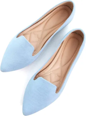 SAILING LU Women Pointed Toe Ballets Flats Faux Suede Comfortable Soft Ballet Walking Shoes Dressy Slip-on Ballerina Shoes