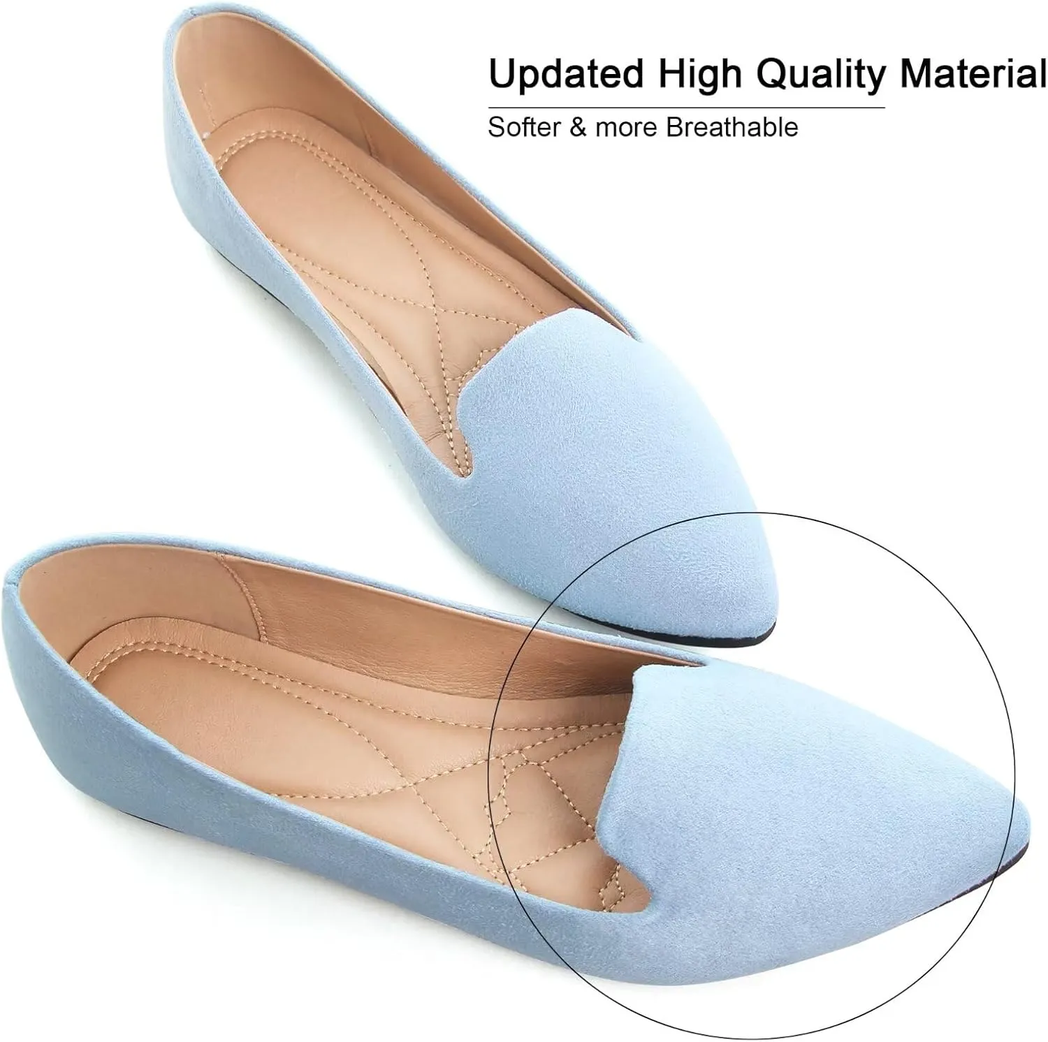 SAILING LU Women Pointed Toe Ballets Flats Faux Suede Comfortable Soft Ballet Walking Shoes Dressy Slip-on Ballerina Shoes
