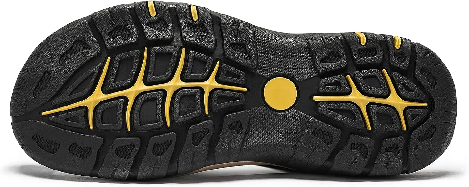 Sandals for Men Leather Hiking Sandals Athletic Walking Sports Fisherman Beach Shoes Closed Toe Water Sandals