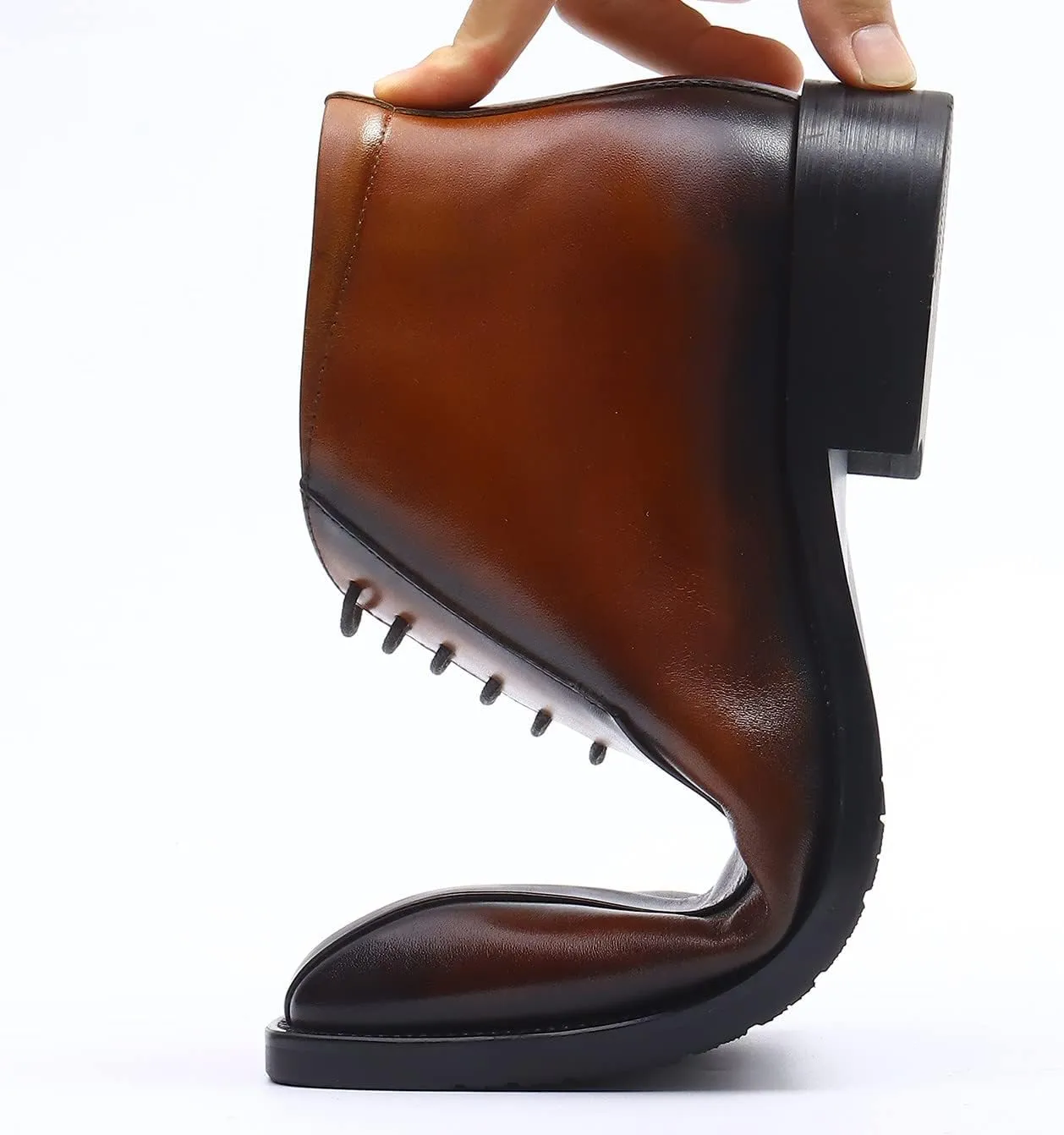 Santimon Oxfords Boots for Men Formal Dress Genuine Leather Plain Toe Ankle Boots Mens Fashion Business Casual Wedding Prom Tuxedo Comfortable Western Lace Up Boots