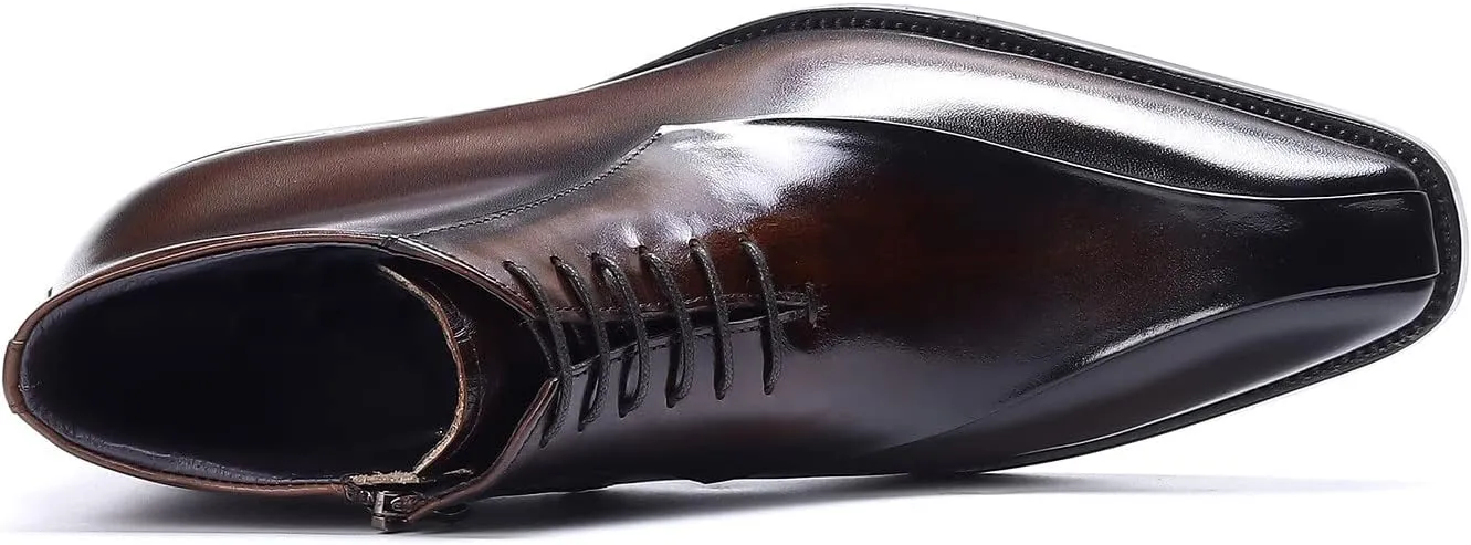 Santimon Oxfords Boots for Men Formal Dress Genuine Leather Plain Toe Ankle Boots Mens Fashion Business Casual Wedding Prom Tuxedo Comfortable Western Lace Up Boots