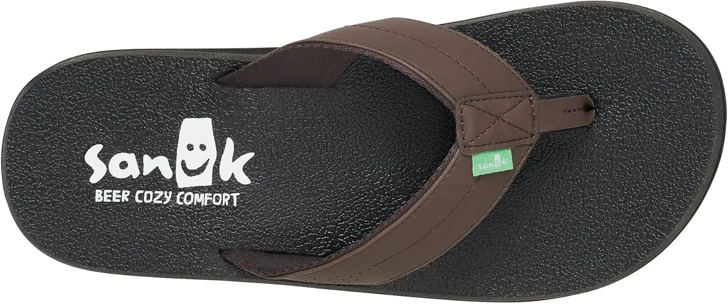 Sanuk Mens Beer Cozy Coaster | Flip Flops for Men | Mens Sandals | Beach Sandals | Supportive & Lightweight | Memory Foam Footbed