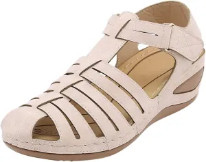 SBGMoSJ Womens Plantar Fasciitis Shoes Orthopedic Diabetic Walking Shoes Walking Sandals Women Red Sandals for Women Wedge Brown Leather Sandals Womens Block Heel Sandals