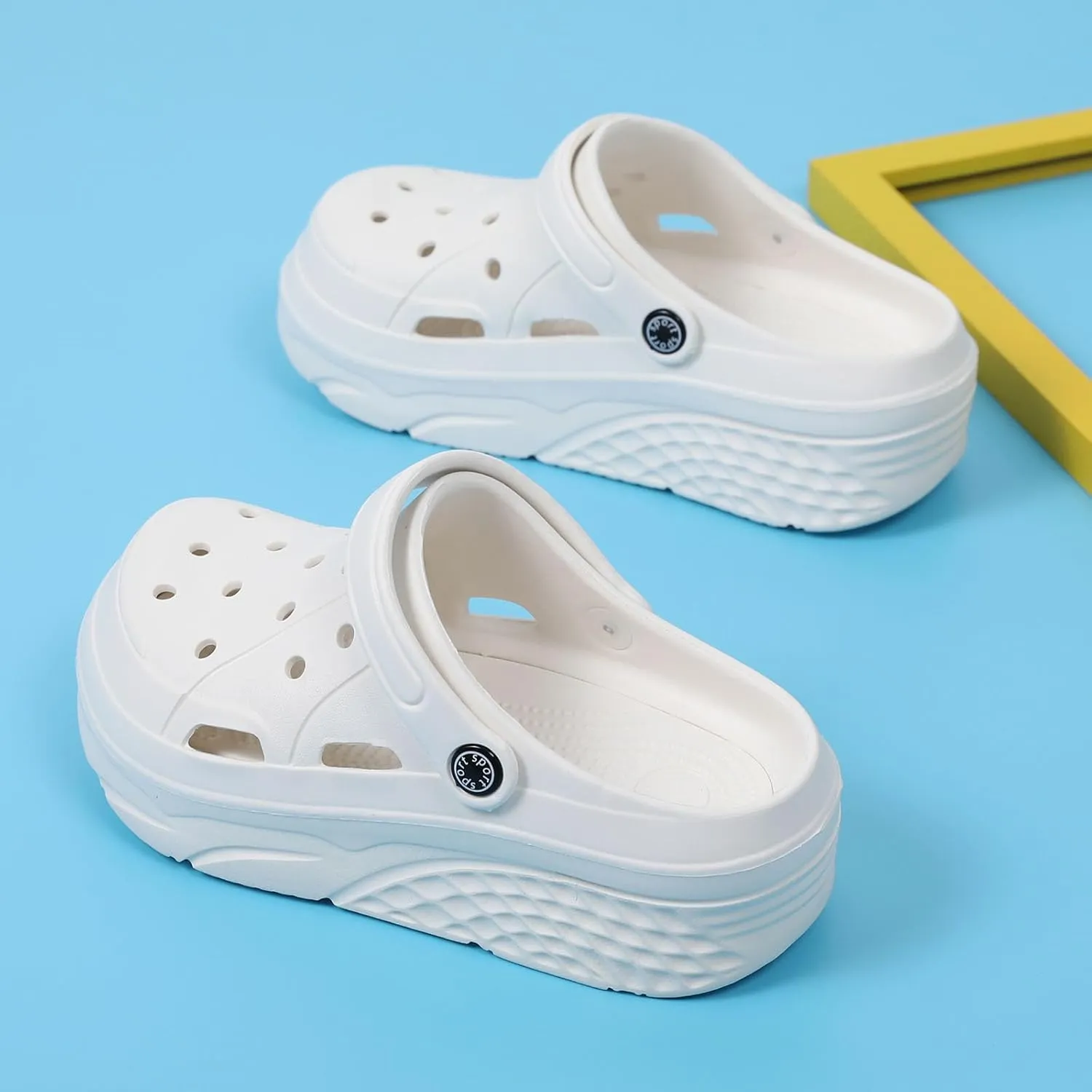 SECHRITE Womens Platform Clogs Garden Shoes Waterproof Beach Pool Sandals Summer Mules Home Slippers - Butterfly Series