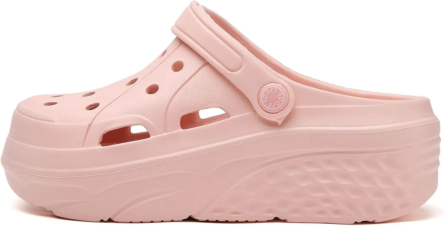 SECHRITE Womens Platform Clogs Garden Shoes Waterproof Beach Pool Sandals Summer Mules Home Slippers - Butterfly Series