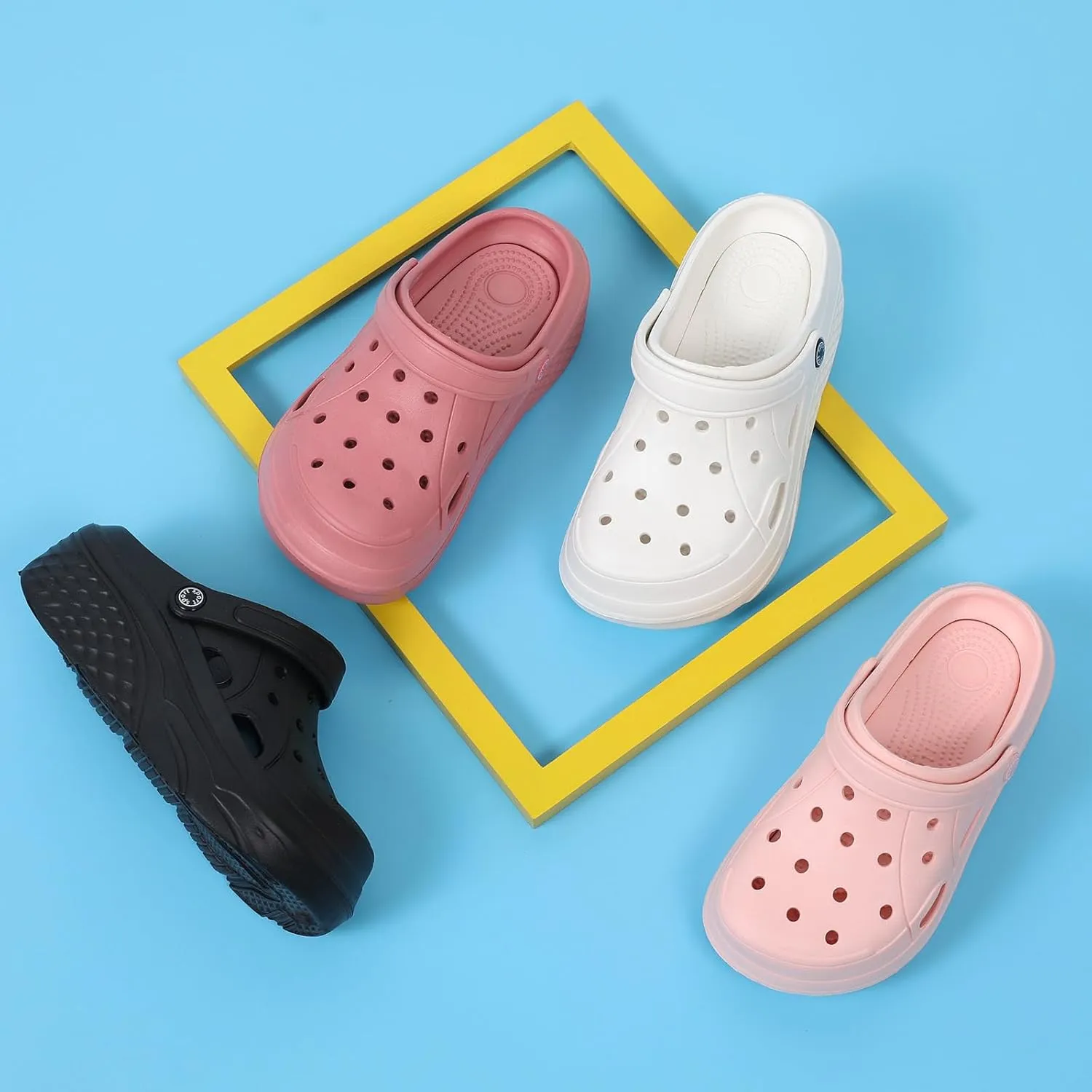 SECHRITE Womens Platform Clogs Garden Shoes Waterproof Beach Pool Sandals Summer Mules Home Slippers - Butterfly Series