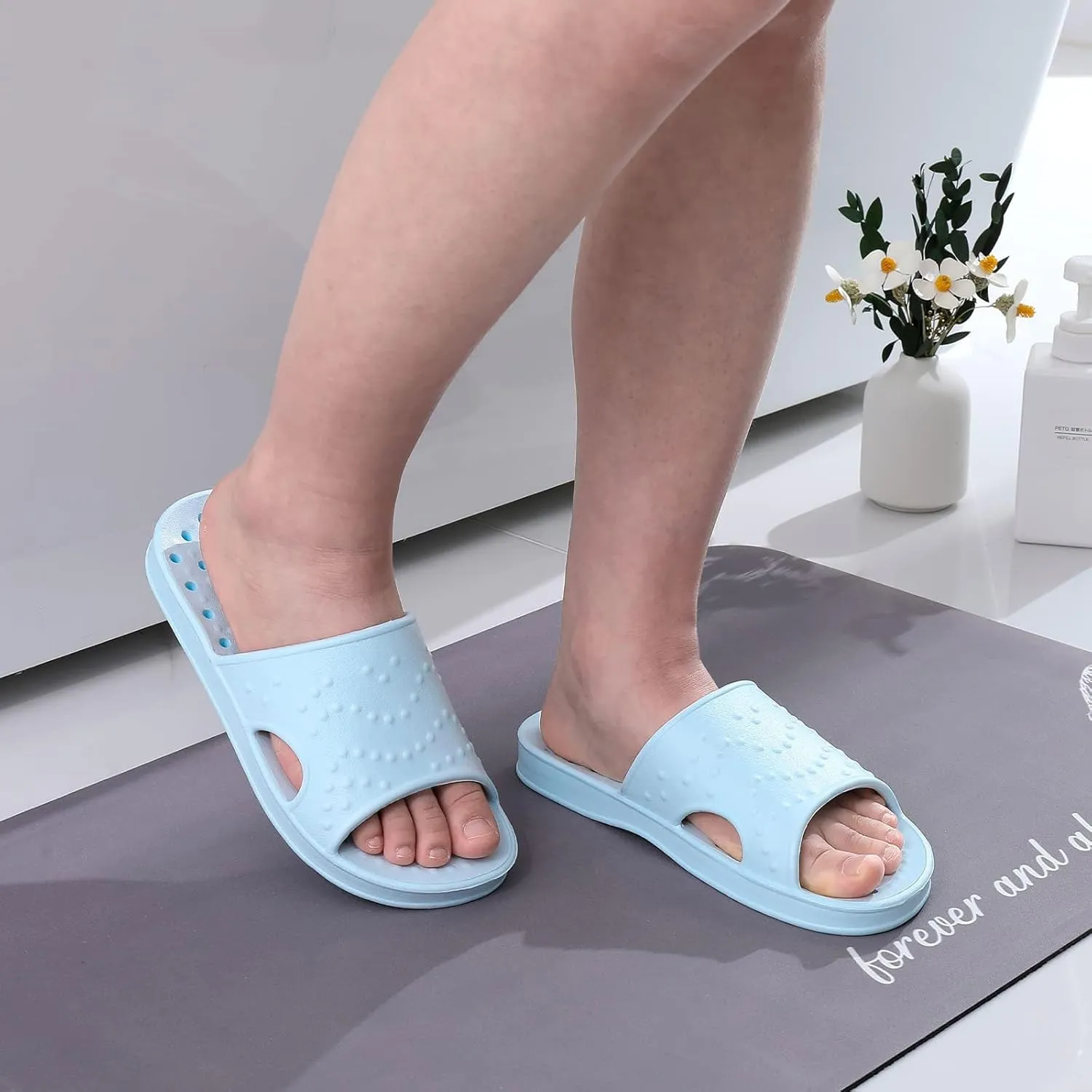 shevalues Shower Shoes for Women with Arch Support Quick Drying Pool Slides Lightweight Beach Sandals with Drain Holes