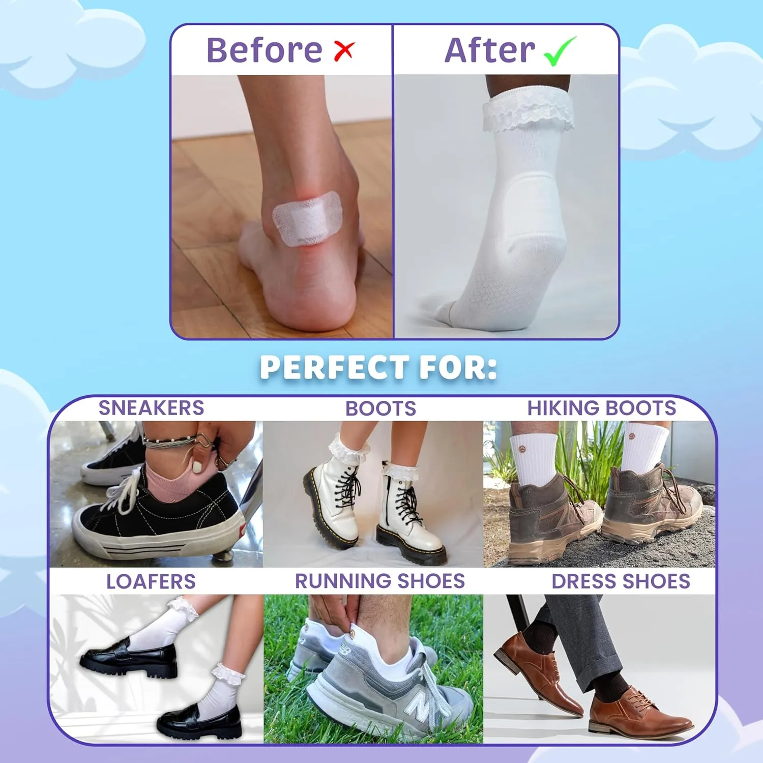 SHEZZA Anti-Blister Cushion Heel Padded Lace Sock-Breathable,Comfortable-seen on TikTok