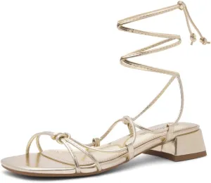 Shoe Land SL-Danica Women's Lace-Up Chunky Low Heels, Strappy Ankle Wrap Heeled Sandals, Square Open Toe Tie-Up Dress Sandals for Holiday, Party, and Wedding