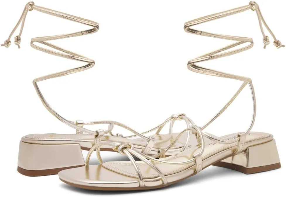 Shoe Land SL-Danica Women's Lace-Up Chunky Low Heels, Strappy Ankle Wrap Heeled Sandals, Square Open Toe Tie-Up Dress Sandals for Holiday, Party, and Wedding