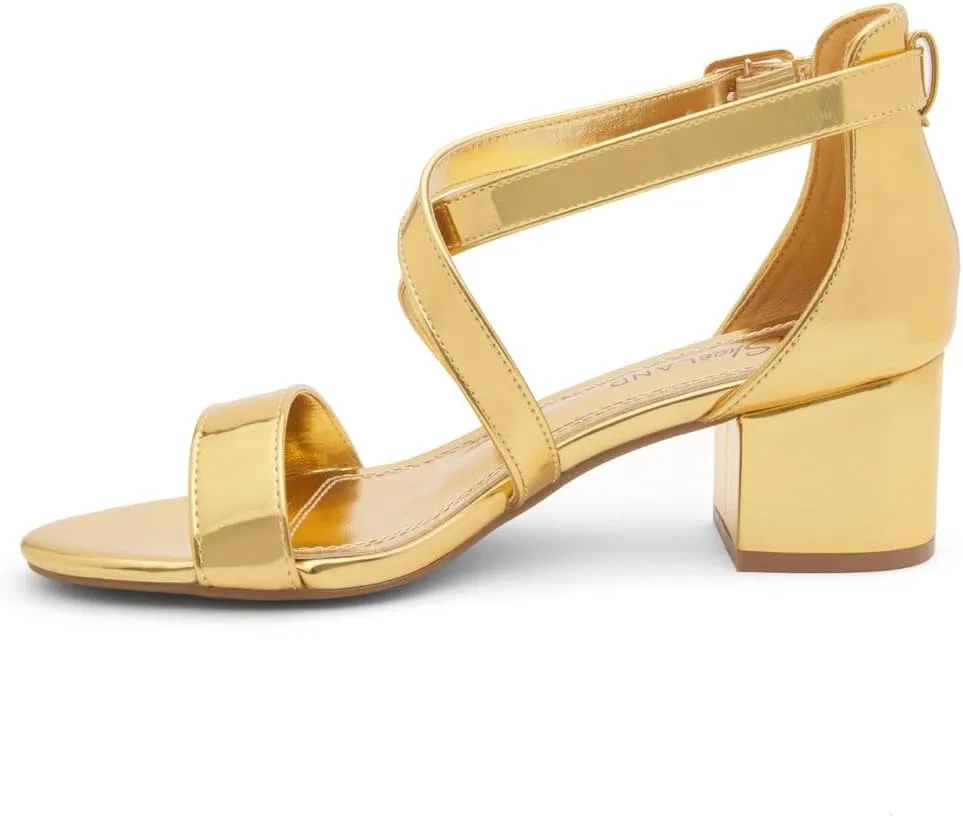 Shoe Land SL-LESSA Women's Low Heels Open Toe Dress Heeled Sandals Cross Ankle Strap Chunky Block Short Heel Pumps Shoes for Office Prom Wedding Party