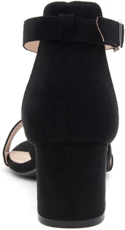 Shoe Land SL-LESSA Women's Low Heels Open Toe Dress Heeled Sandals Cross Ankle Strap Chunky Block Short Heel Pumps Shoes for Office Prom Wedding Party