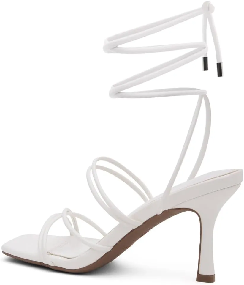 Shoe Land SL-Lumi Women's Lace-Up Heels, Square Open Toe Strappy Heeled Sandals, Ankle Wrap Tie-Up High Heels, Dressy Stiletto Heels for Prom, Wedding, and Party