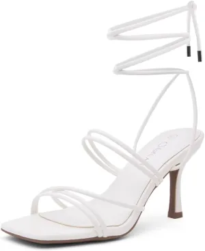 Shoe Land SL-Lumi Women's Lace-Up Heels, Square Open Toe Strappy Heeled Sandals, Ankle Wrap Tie-Up High Heels, Dressy Stiletto Heels for Prom, Wedding, and Party