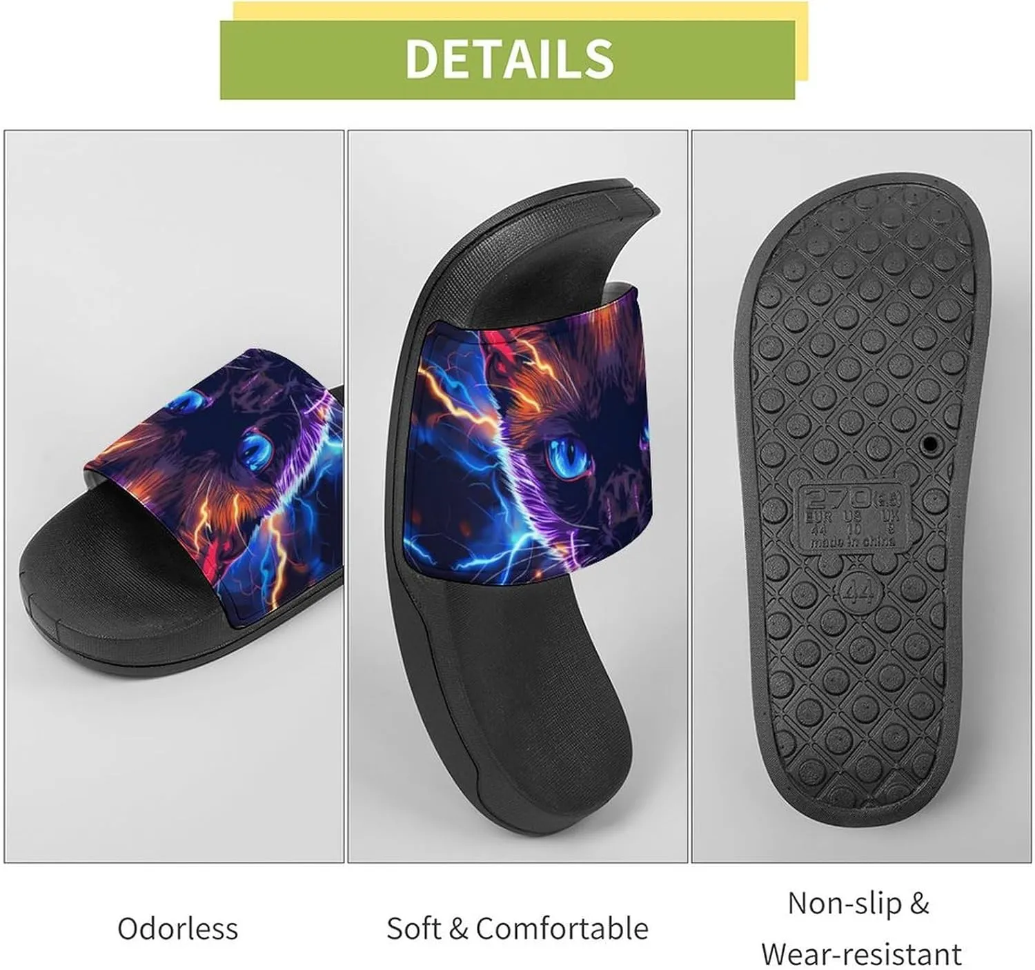 Siamese Cat Thunder House Sandals Non Slip Slippers Quick Drying Bathroom Shower Shoes for Women Men