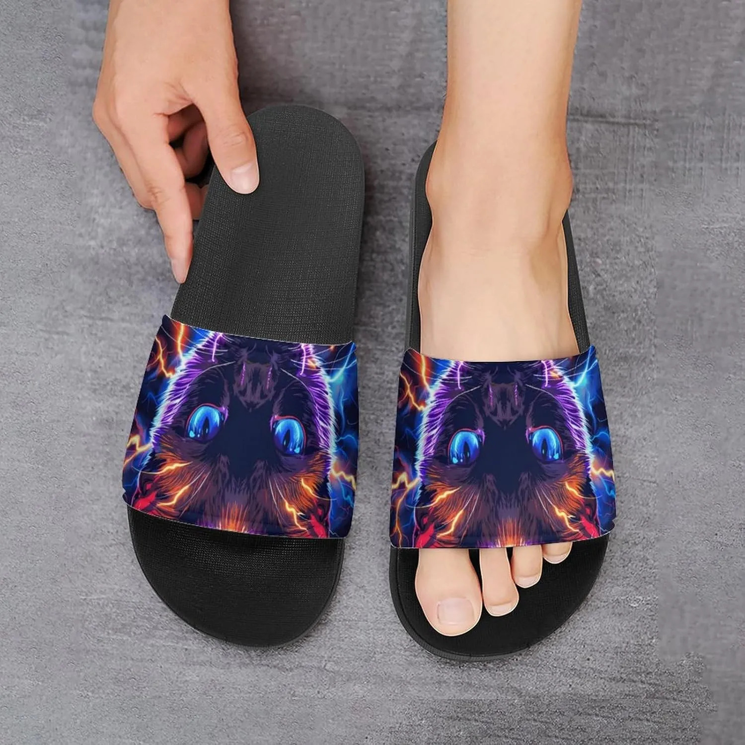 Siamese Cat Thunder House Sandals Non Slip Slippers Quick Drying Bathroom Shower Shoes for Women Men