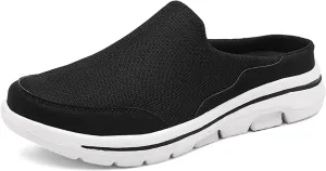 Slip On Mules & Clogs for Womens Mens Light Open Back Shoes Comfort Walking Shoes Breathable Slippers Closed Toe Slides A Black White Size: 12.5 Women/10 Men