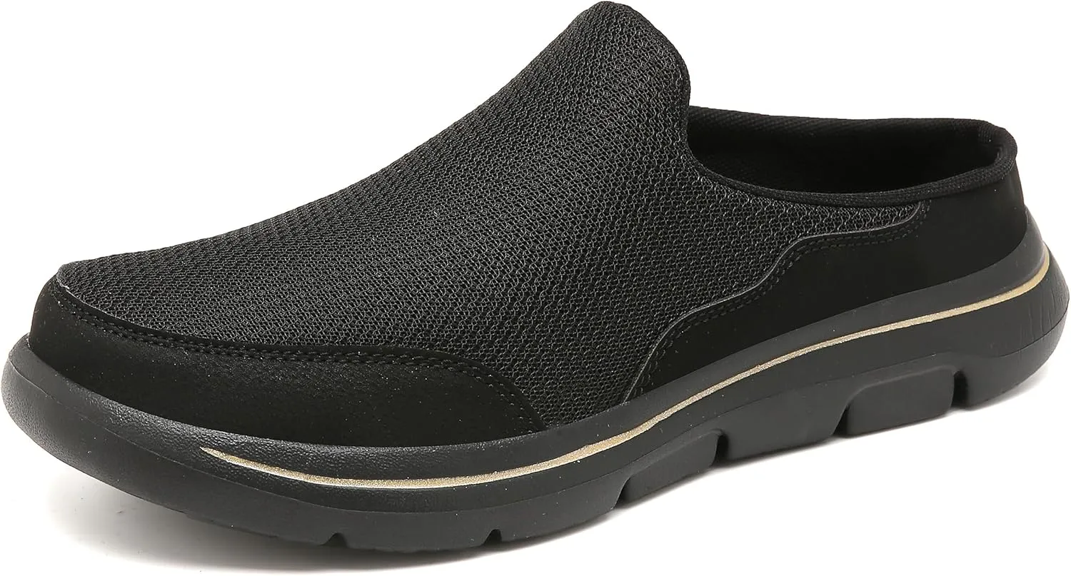 Slip On Mules & Clogs for Womens Mens Light Open Back Shoes Comfort Walking Shoes Breathable Slippers Closed Toe Slides A Black
