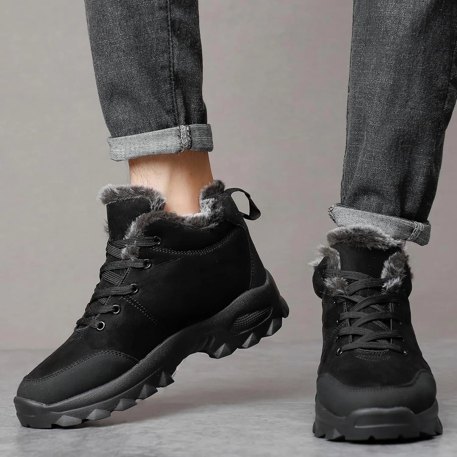 SNEKARMIN Men Snow Boots Outdoor Shoes For Male Thick Sole Sneakers for Men Winter Shoes Botines Tenis Keep Warm Fluff Mens Ankle Boots
