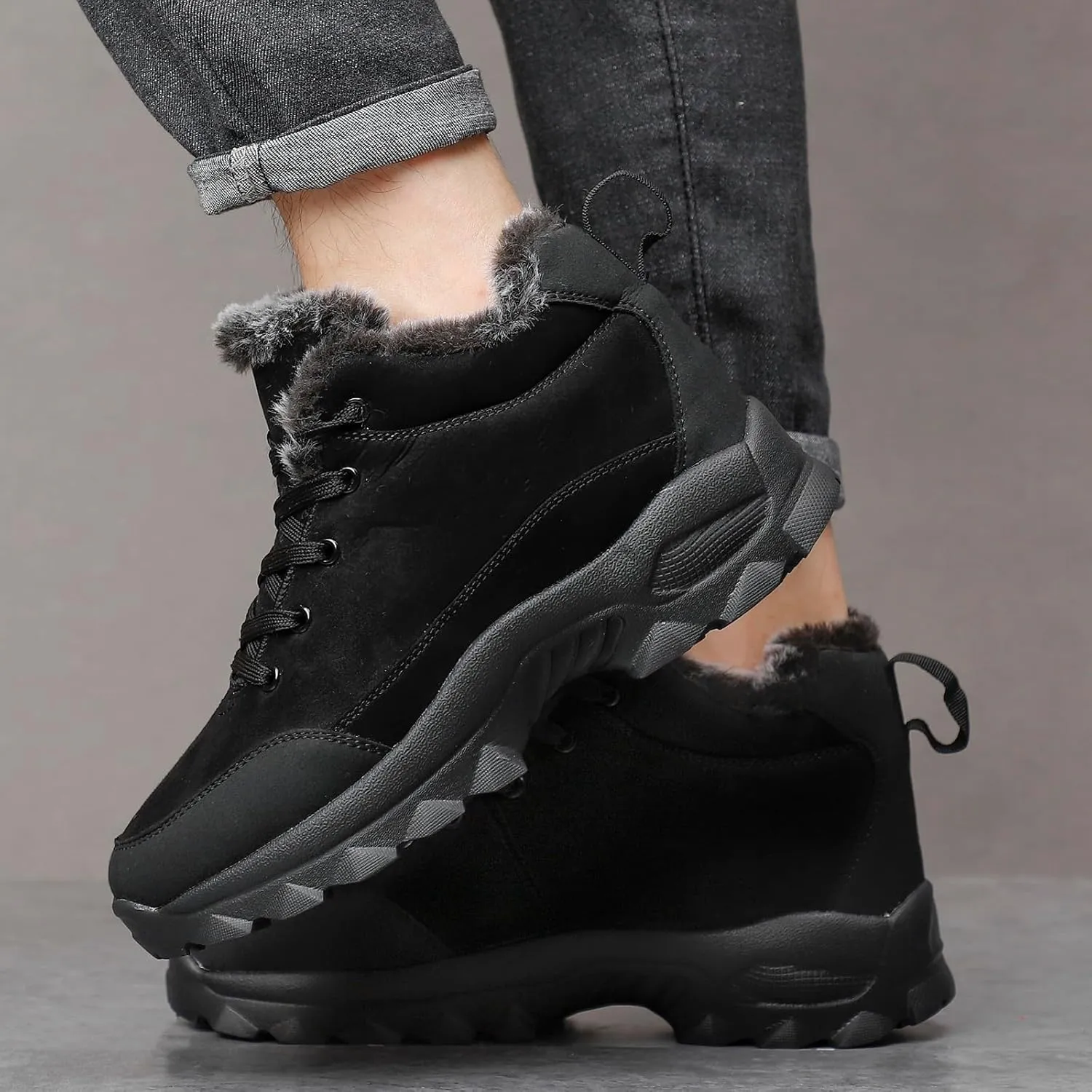 SNEKARMIN Men Snow Boots Outdoor Shoes For Male Thick Sole Sneakers for Men Winter Shoes Botines Tenis Keep Warm Fluff Mens Ankle Boots