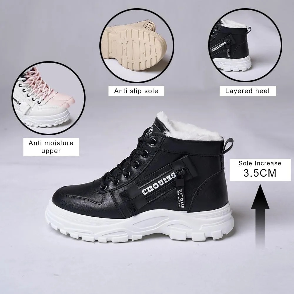 Snow Boots for Women,Platform Winter Boots Warm Sneaker,Hiking Shoes Waterproof with Zipper