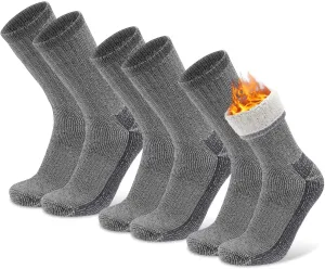 Socks Daze Men's Warm Thick Thermal Merino Wool Hiking Socks Women's Thick Cushioned Crew Boot Socks for Winter Cold 3 Pack