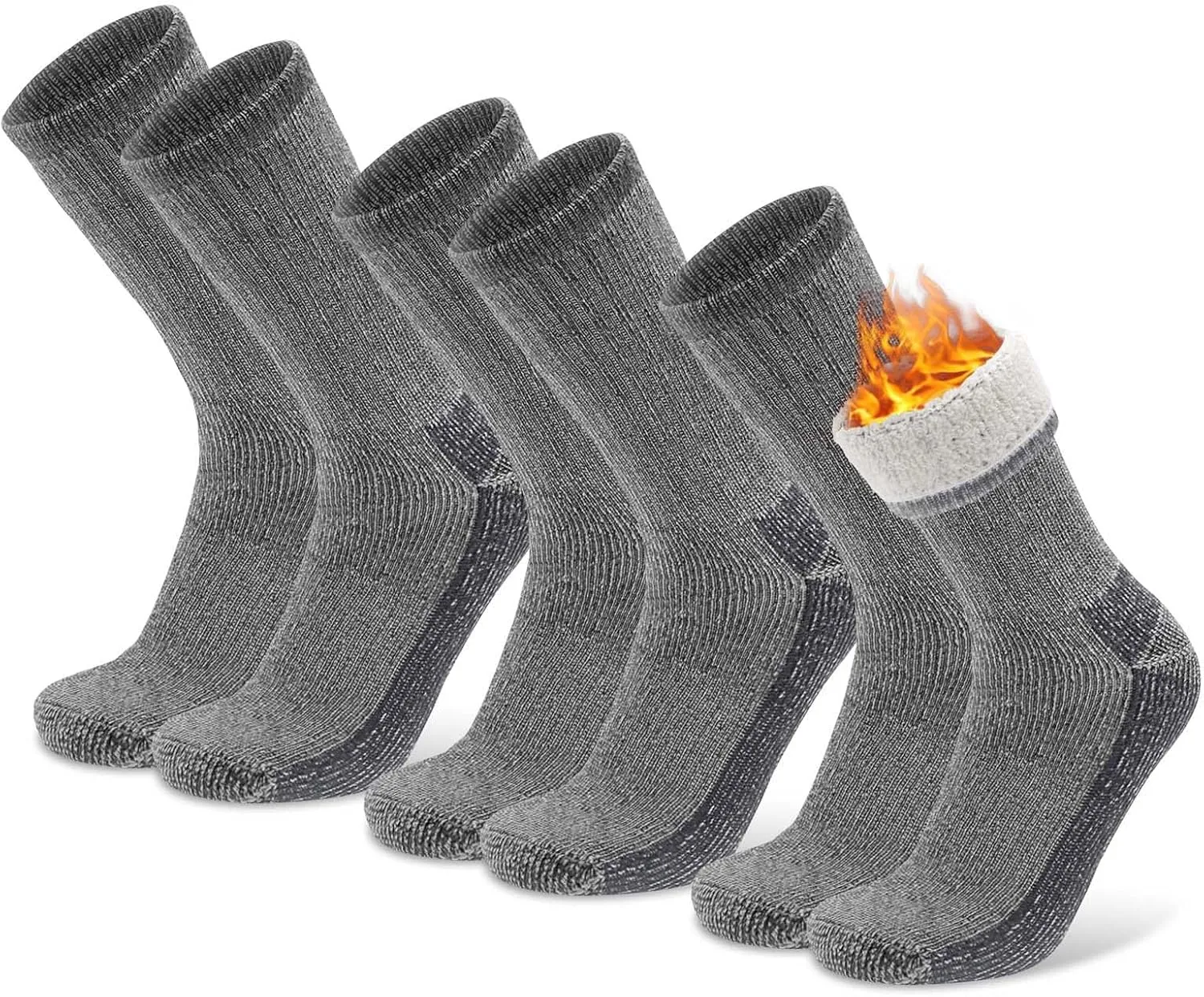 Socks Daze Men's Warm Thick Thermal Merino Wool Hiking Socks Women's Thick Cushioned Crew Boot Socks for Winter Cold 3 Pack