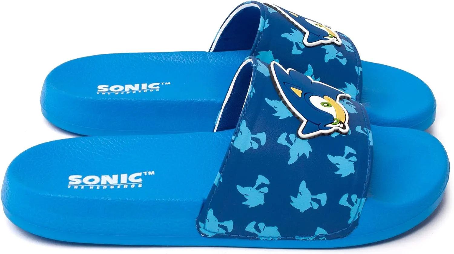 Sonic The Hedgehog Sliders For Boys Kids Sonic Face Sandals Beach Shower Shoes | Childrens Blue Flip Flops Summer Footwear
