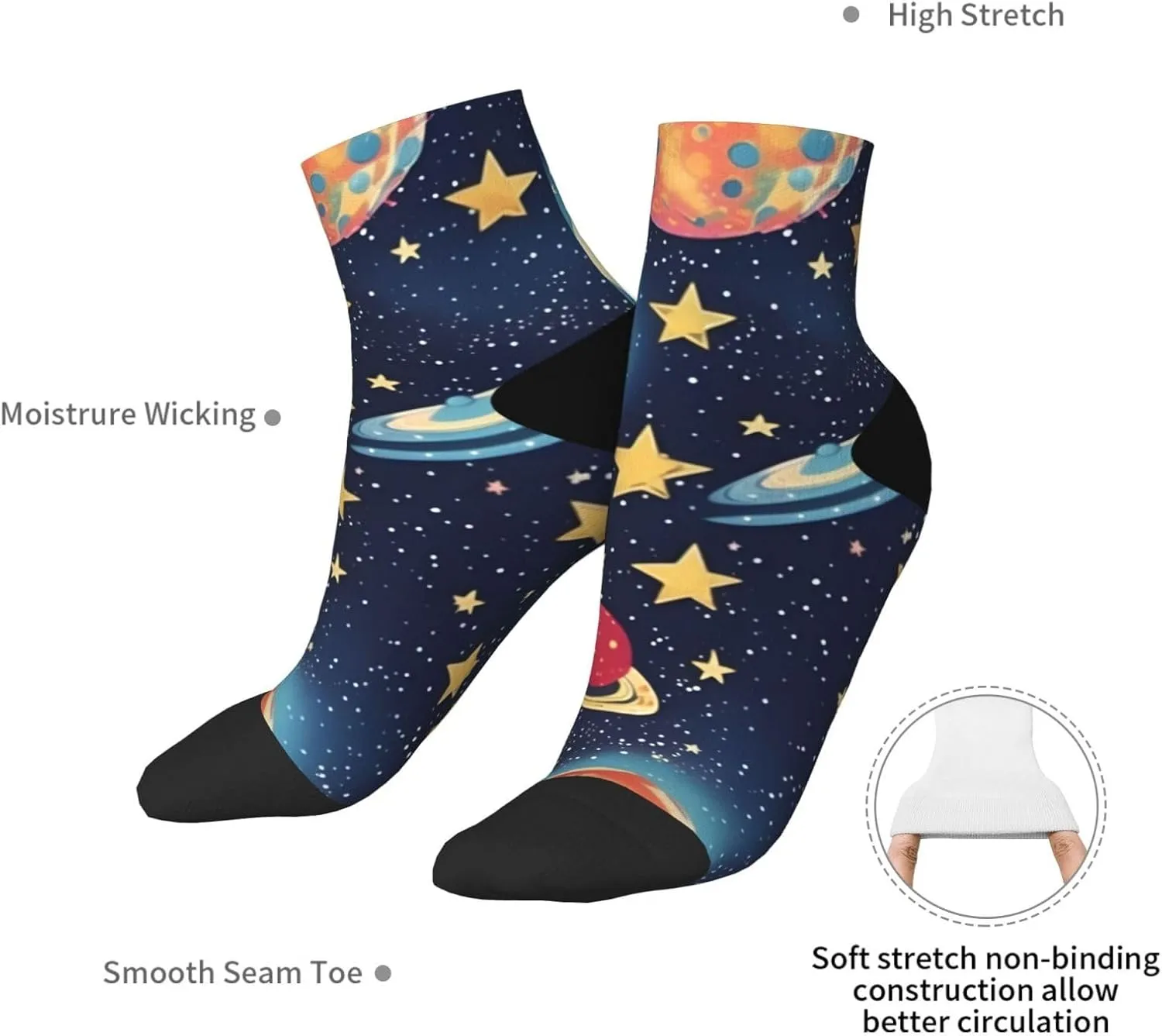 Starry Sky Universe Space Print Tube Socks Cozy For Women Men Casual Ankle Polyester Socks Adult Breathable