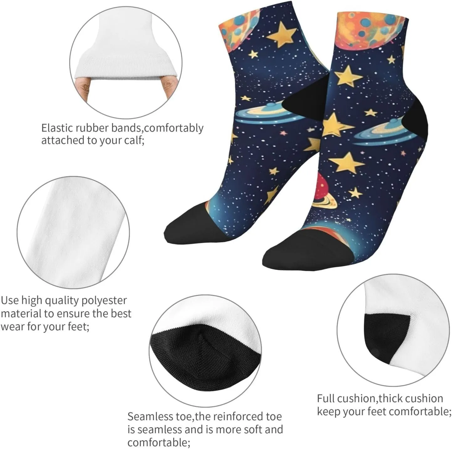 Starry Sky Universe Space Print Tube Socks Cozy For Women Men Casual Ankle Polyester Socks Adult Breathable