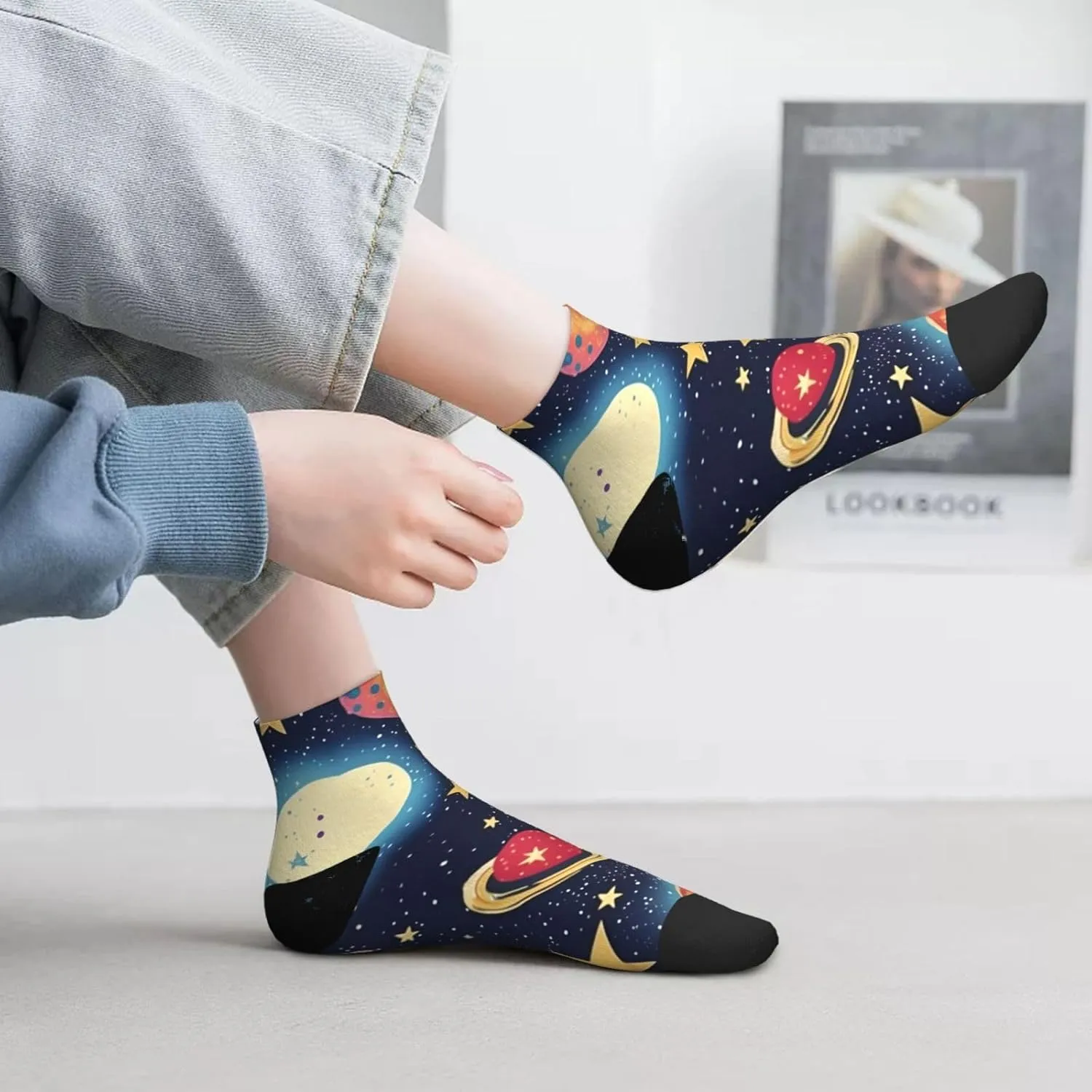 Starry Sky Universe Space Print Tube Socks Cozy For Women Men Casual Ankle Polyester Socks Adult Breathable