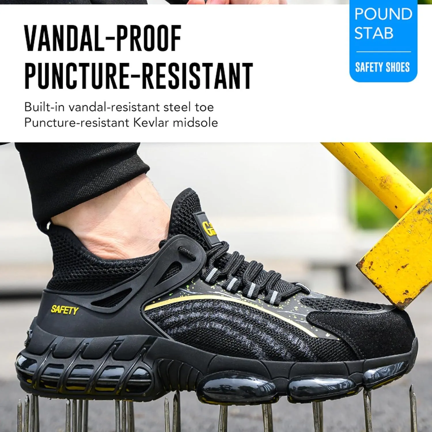 Steel Toe Shoes for Men Women Comfortable Breathable Safety Work Shoes Lightweight Indestructible Puncture Proof Steel Toe Sneakers