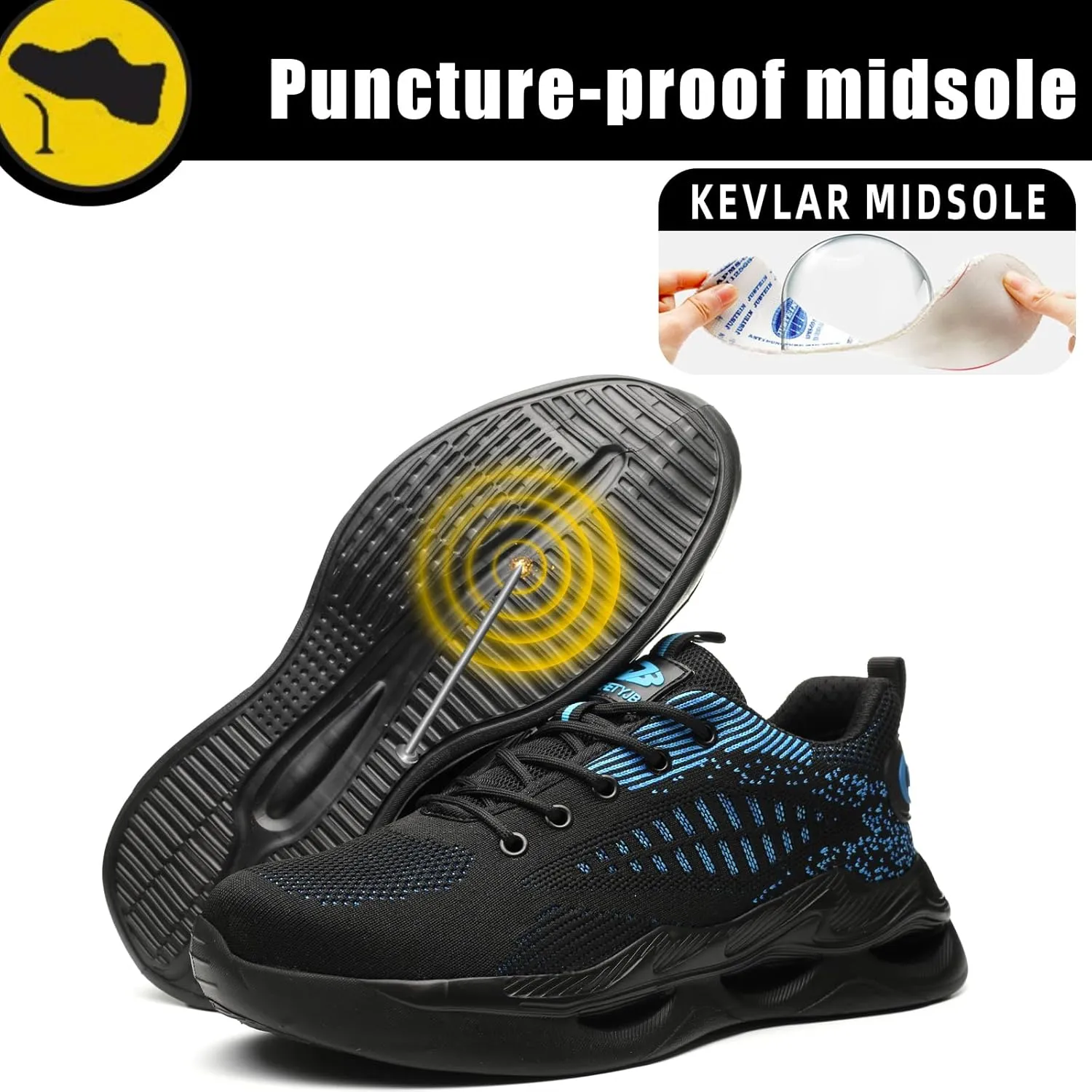 Steel Toe Shoes for Men Women Comfortable Breathable Safety Work Shoes Lightweight Indestructible Puncture Proof Steel Toe Sneakers