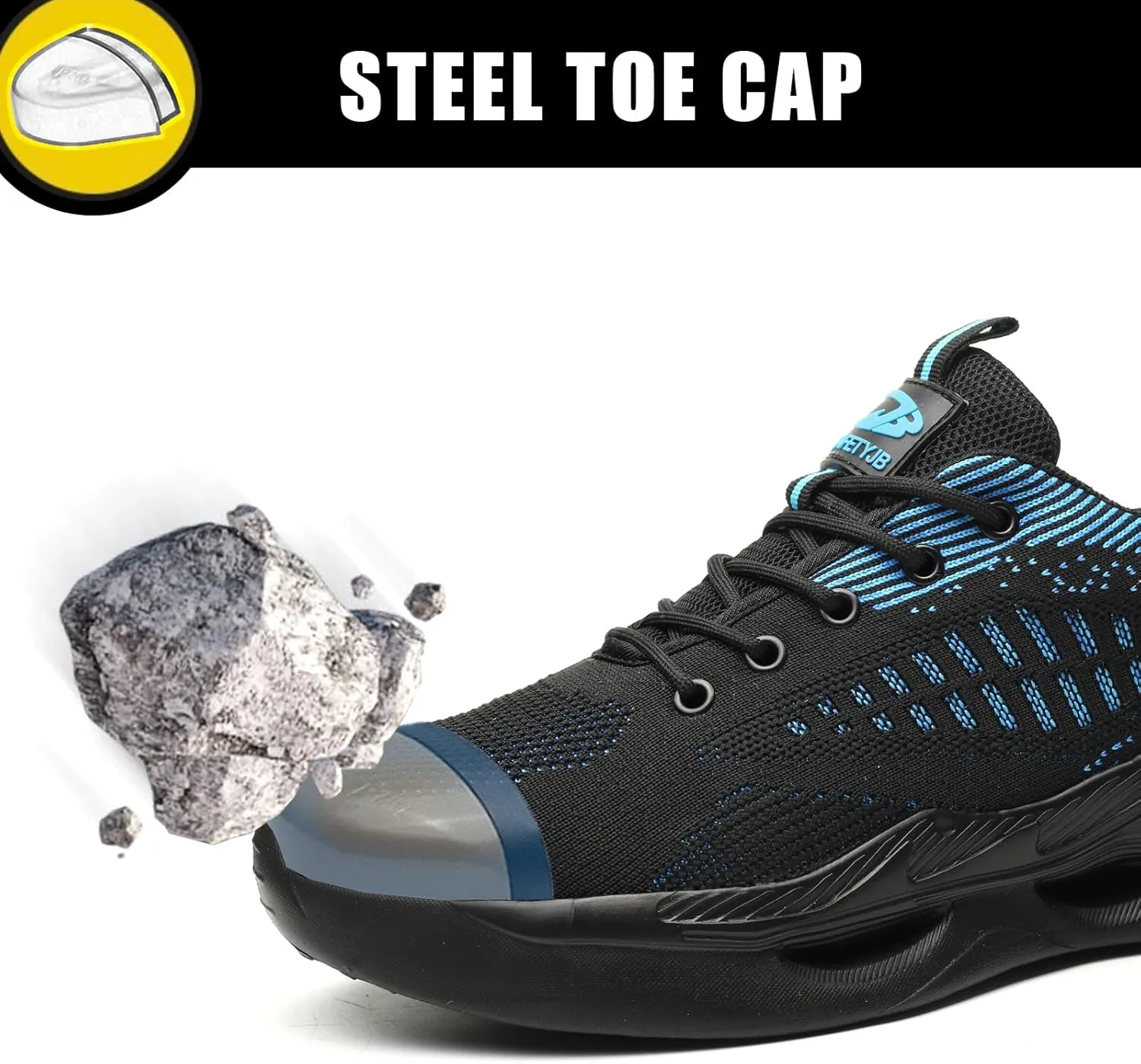 Steel Toe Shoes for Men Women Comfortable Breathable Safety Work Shoes Lightweight Indestructible Puncture Proof Steel Toe Sneakers